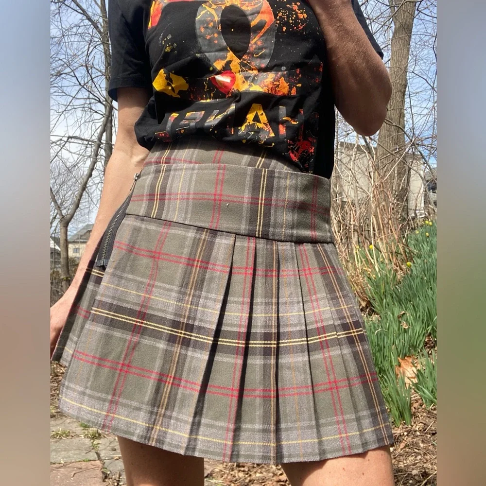 Aqua Cutest Plaid Tartan Pleated Mini Wrap Skirt Sz M - Picture 1 of 14